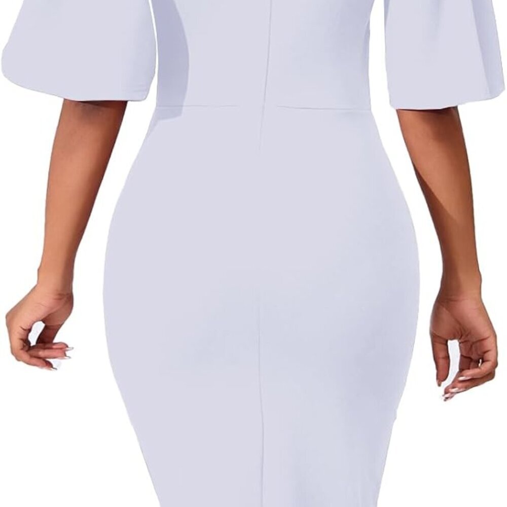 Womens Basic Bodycon Ruffle Flared Short Sleeve P… - image 2